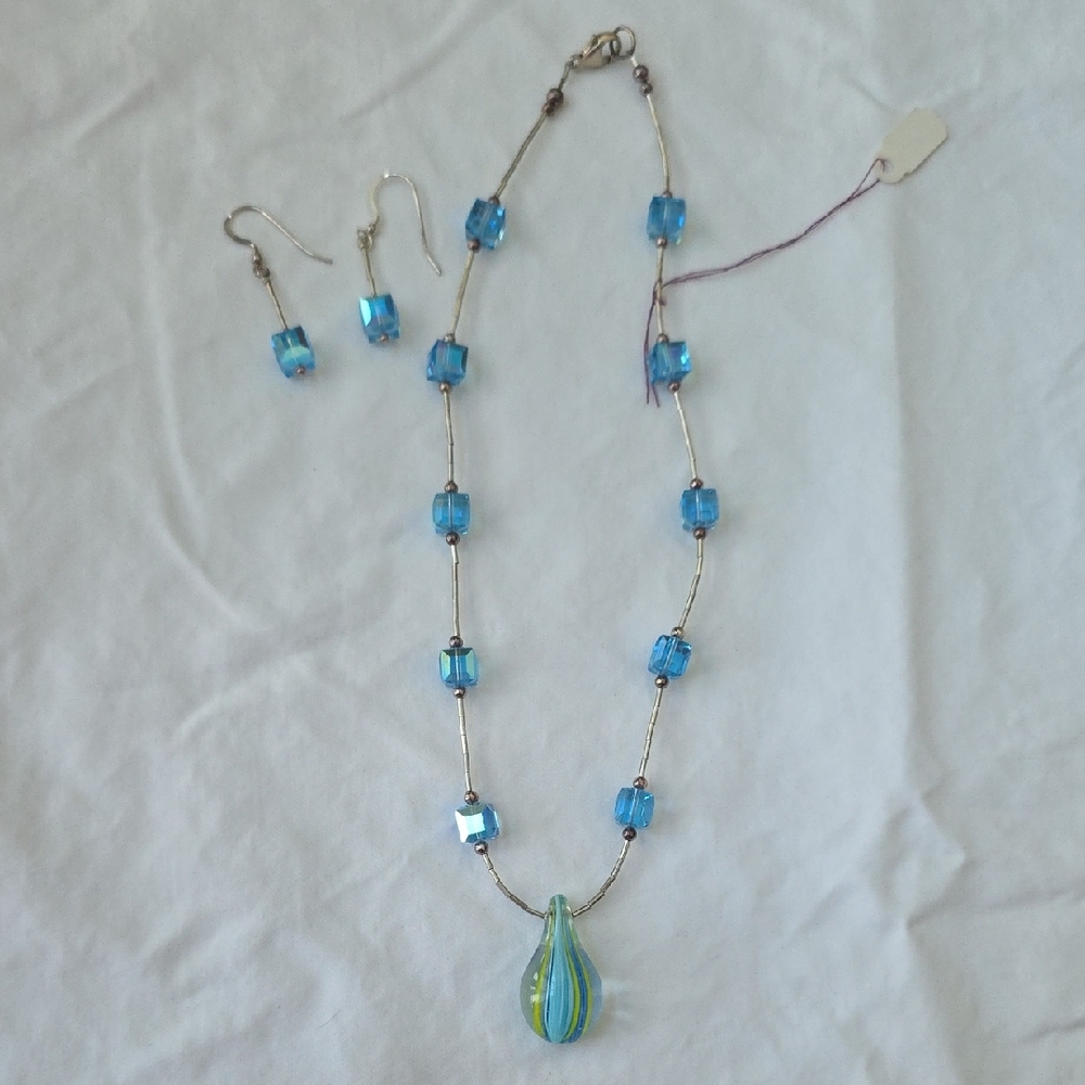 SALE Blue and Silver Jewelry Set
